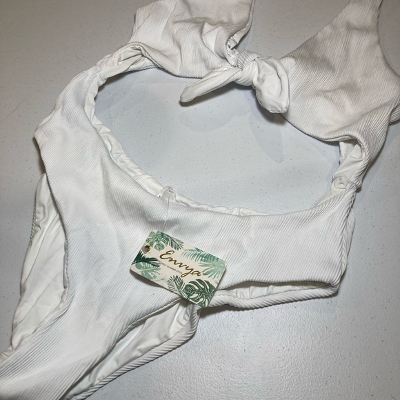 NWT Envya White Ribbed One Piece Bathing Suit Cut Outs | Large - Picture 4 of 7
